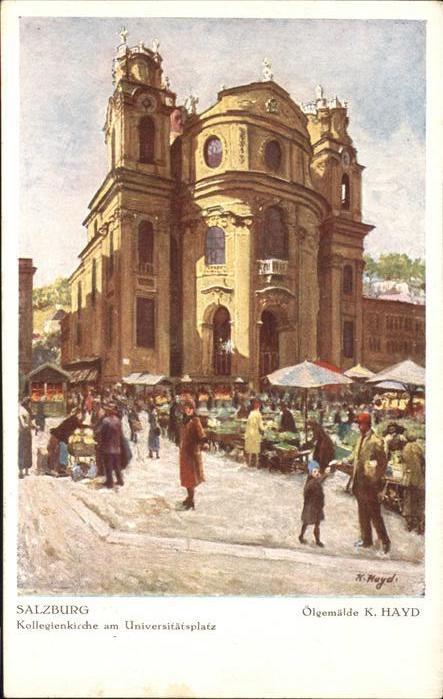 SALZBURG  AT oelgemaelde Kollegienkirche Uni Platz