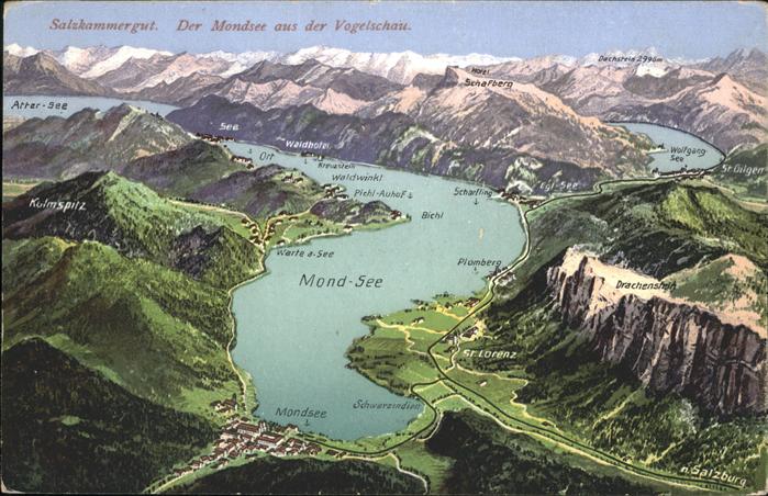 Mondsee Salzkammergut Mondsee aus der Vogelschau Salzkammergu