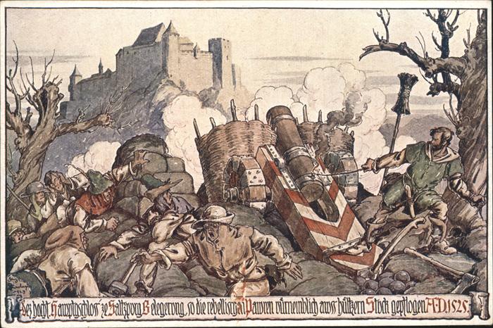 SALZBURG  AT Festung Hohensalzburg Belagerung Kanone Kuenstlerkarte