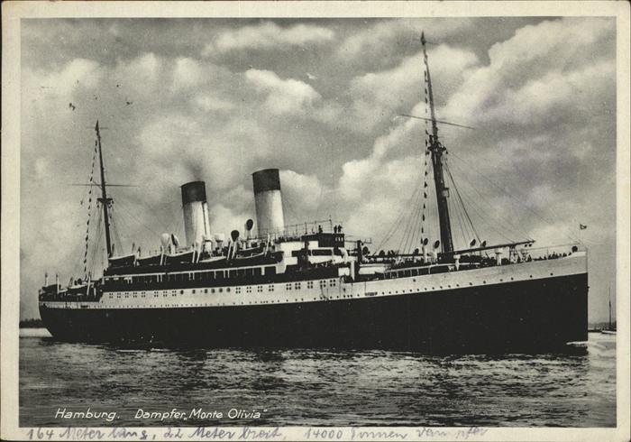 Dampfer Oceanliner Monte Olivia Hamburg