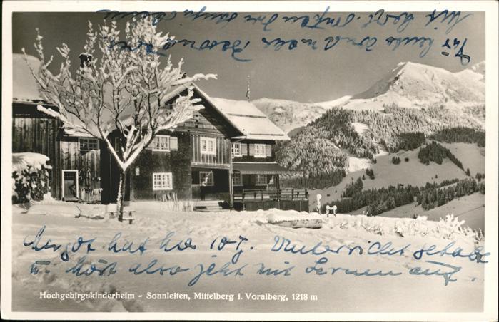 Mittelberg Kleinwalsertal Hochgebirgskinderheim Sonnleiten