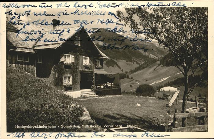 Mittelberg Kleinwalsertal Hochgebirgskinderheim Sonnleiten