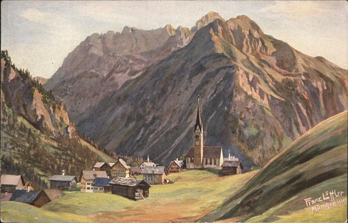 Mittelberg Kleinwalsertal Widderstein Zeichnung