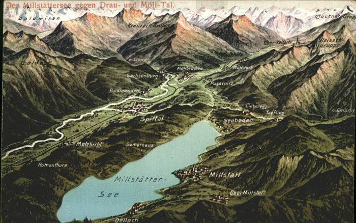 Millstatt Millstaettersee Vogelschau Seeboden Molzbichl