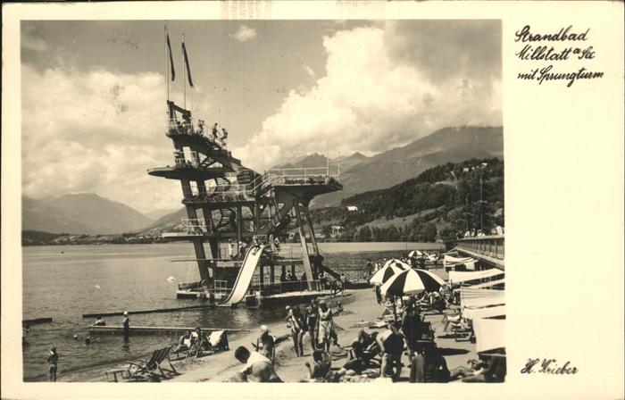 Millstatt Millstaettersee Strandbad Sprungturm