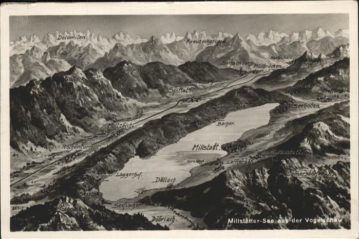 Millstatt Millstaettersee Vogelschau Dolomiten Sachsenburg