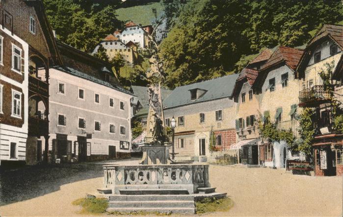 Hallstatt Austria Marktplatz Brunnen