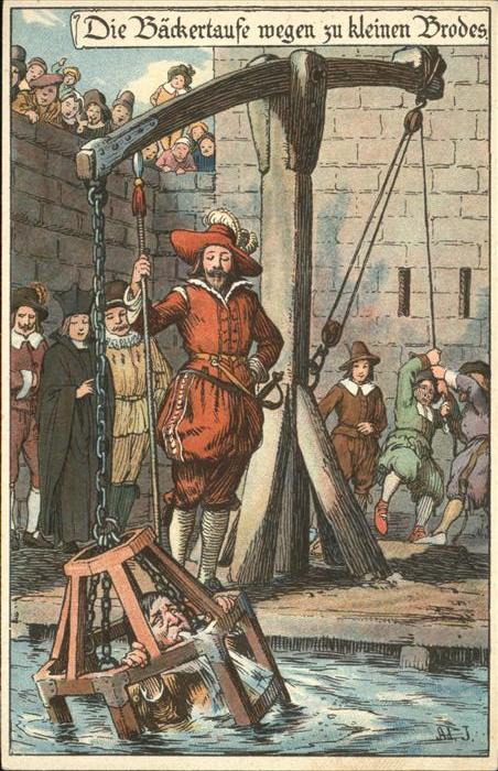 Gericht Justiz Bäckertaufe wegen zu kleinen Brodes Ad