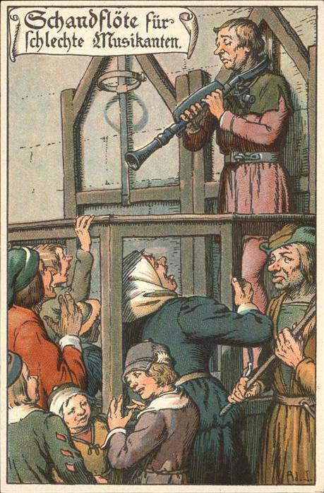 Gericht Justiz Strafe Schandflöte für schlechte Musika