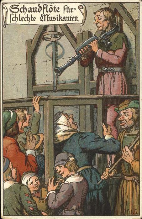 Gericht Justiz Strafe Schandflöte für schelchte Musika