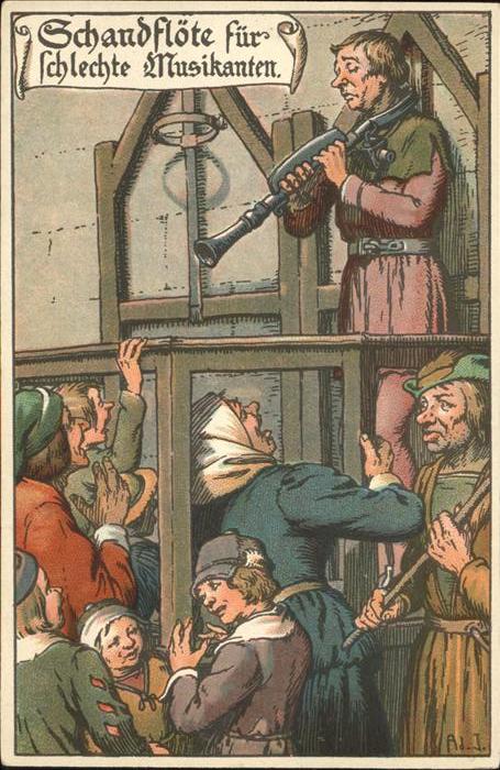 Gericht Justiz Strafe Schandflöte für schlechte Musika