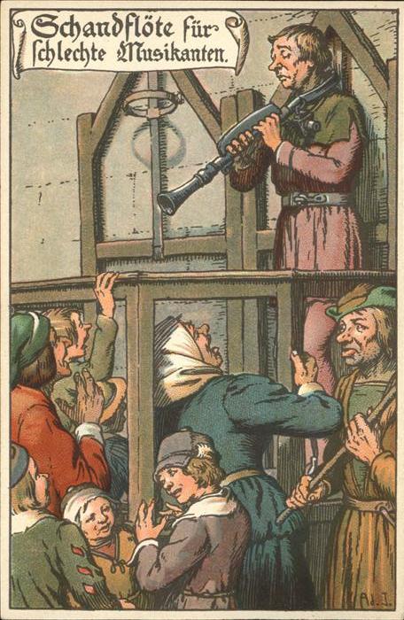 Gericht Justiz Strafe Schandflöte für schlechte Musika