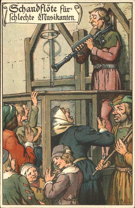 Gericht Justiz Strafe Schandflöte für schlechte Musika