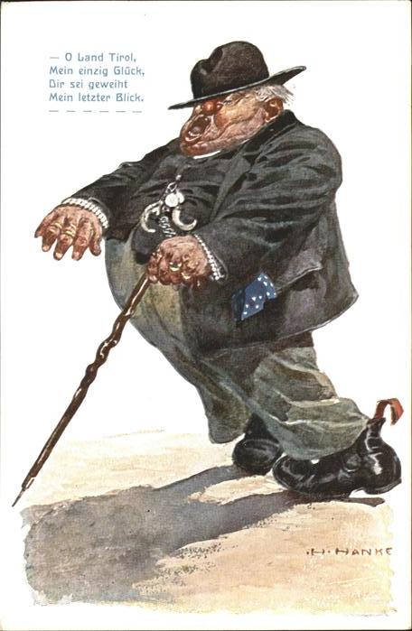 Kuenstlerkarte Nr 4007 H Hanke Tirol Gehstock alter Ma