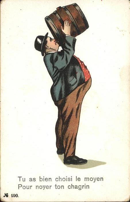 Kuenstlerkarte Nr 100 AF Bierfass