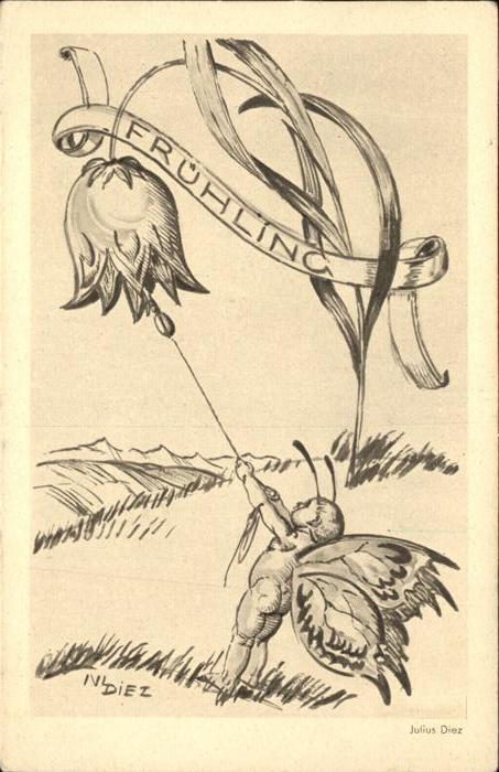 Jahreszeiten Frühling Schmetterling Kind Julius Diez