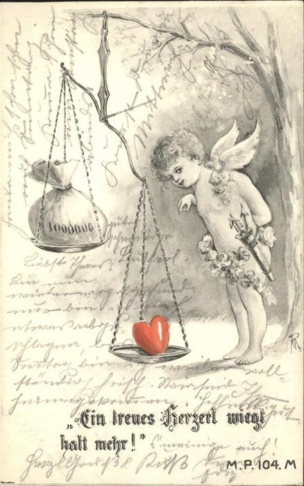 Engel Amor Waage Geldsack Herz