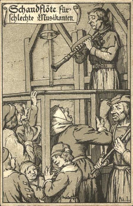 Gericht Justiz Strafe Schandflöte für schlechte Musika