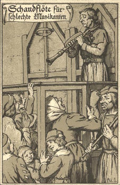 Gericht Justiz Strafe Schandflöte für schlechte Musika