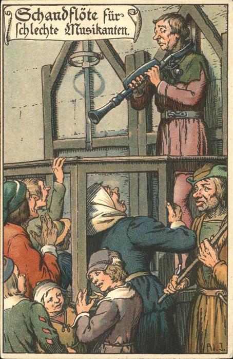 Gericht Justiz Strafe Schandflöte für schlechte Musika