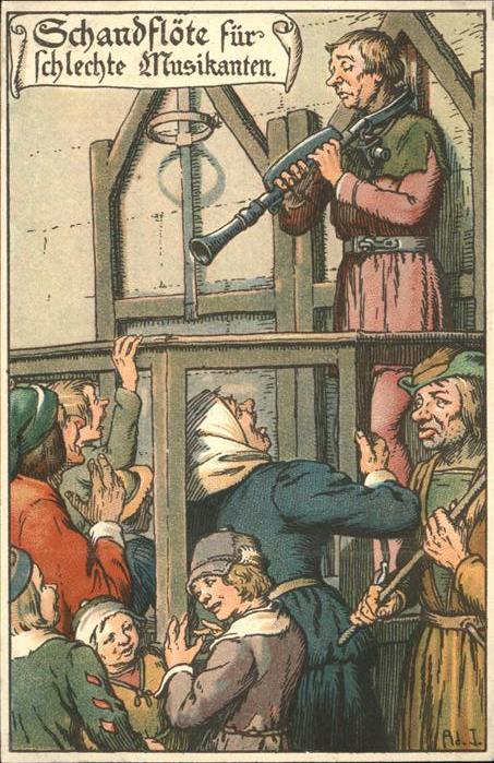 Gericht Justiz Strafe Schandflöte für schlechte Musika