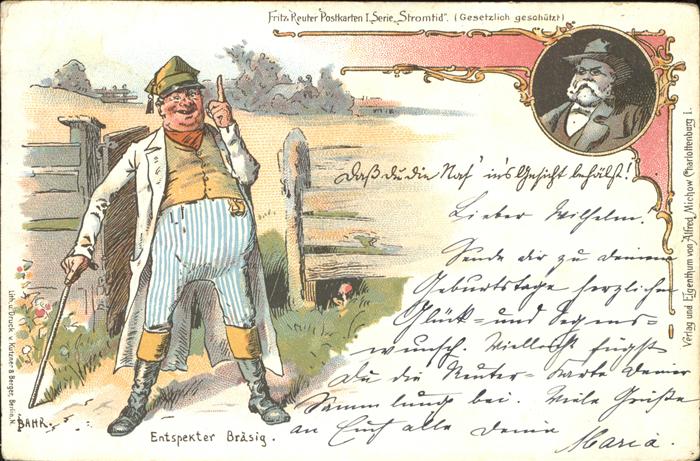 Kuenstlerkarte Bahr Fritz Reuter Serie 1