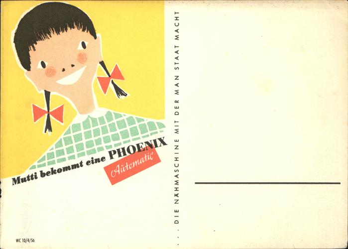 Werbung Reklame Phoenix Automatic Nähmaschine