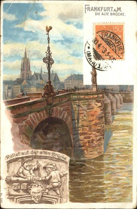 Frankfurt Main Alte Brücke Relief Künstlerkarte