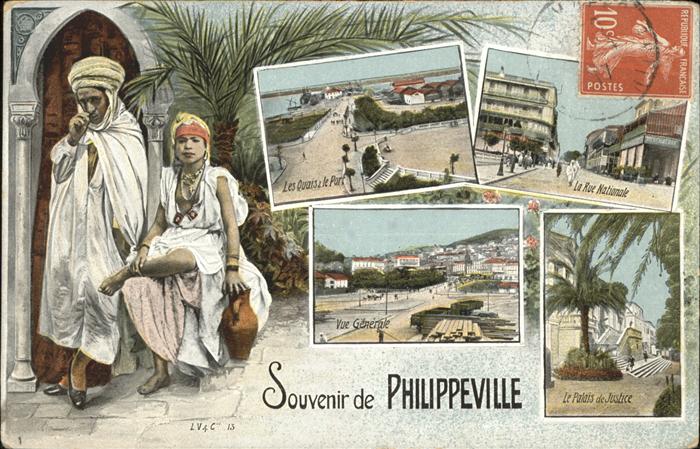 Philippeville Algerien Les quais et le port Rue Nationale Pala