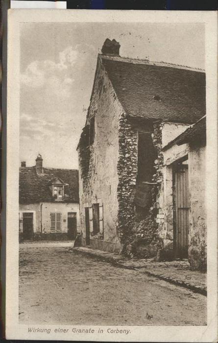 Corbeny von Granaten zerstörtes Haus Feldpost