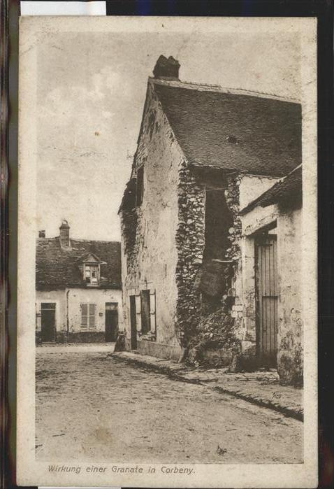 Corbeny von Granaten zerstörtes Haus Feldpost