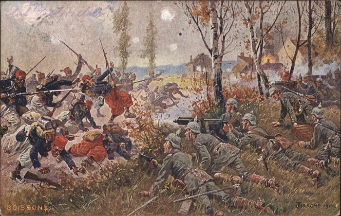 Soissons Aisne Sturmangriff Zuaven bei Soissons Feldpo