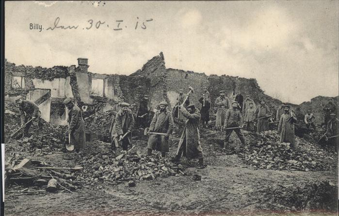Billy-sur-Aisne Aufräumarbeiten Trümmer Feldpost