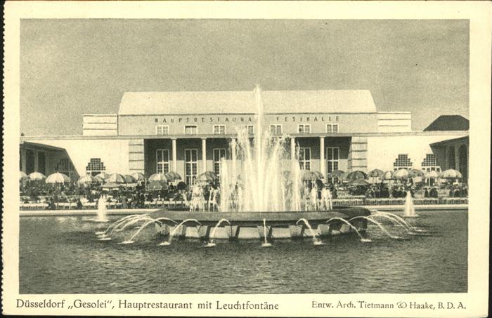 DuessELDORF  CITY Grosse Ausstellung 1926 Gesolei Hauptrestaurant Leuchtfontaene