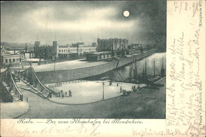KoeLN Rhein Neuer Rheinhafen bei Mondschein