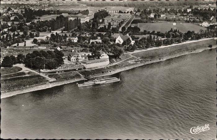 DuessELDORF CITY Fliegeraufnahme Rheinrestaurant Schnellenburg Schiffe