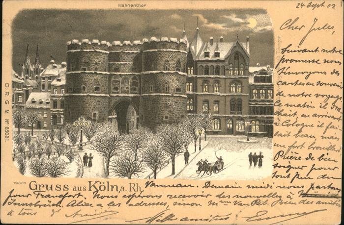 Koeln Hahnenthor Pferdeschlitten im Schnee be