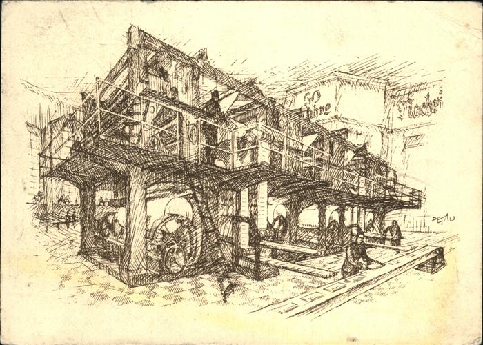 DuessELDORF  CITY Rotationsmaschine Pavillon verlag W. Girardet Ausstellung Geso