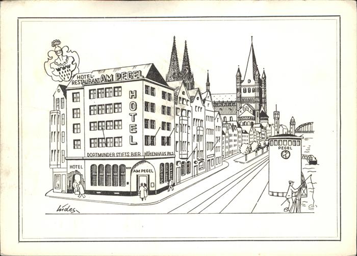 KoeLN  Rhein Hotel Am Pegel Zeichnung