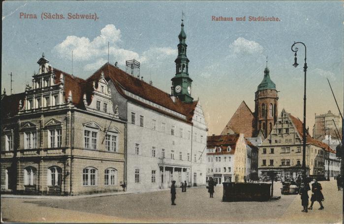 Pirna Elbe Sachsen Rathaus Stdtkirche