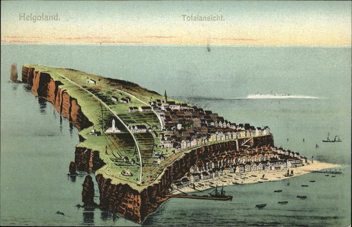 HELGOLAND Insel Schleswig-Holstein Zeichnung Oberland Unterland Hafen