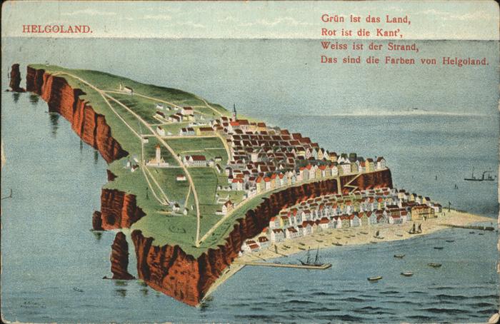 HELGOLAND Insel Schleswig-Holstein Zeichnung Oberland Unterland Hafen