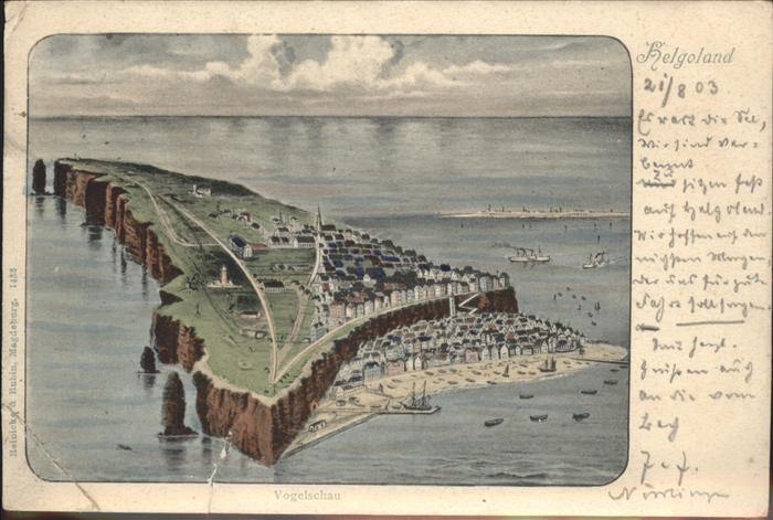 HELGOLAND Insel Schleswig-Holstein Zeichnung Oberland Unterland Hafen Schiffe Du