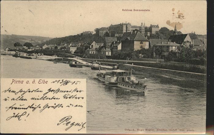 Pirna Elbe Sachsen Schloss Sonnenstein Schiffe