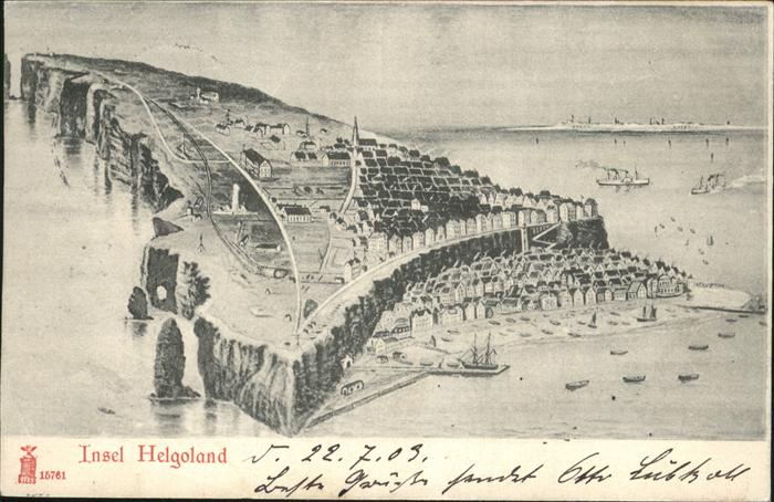 Helgoland Zeichnung Oberland Unterland Hafen Düne