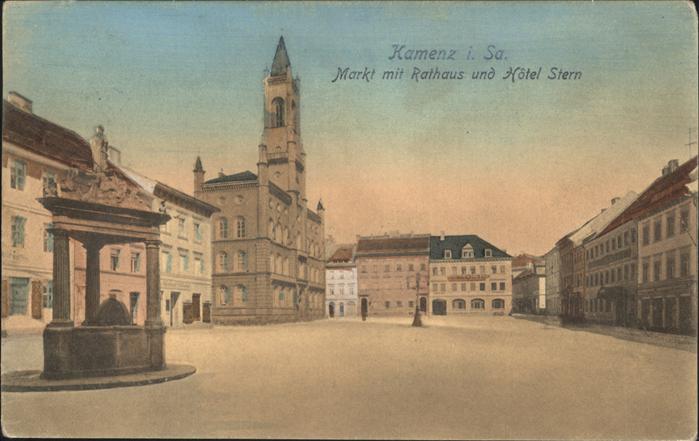 Kamenz Sachsen Markt mit Rathaus und Hotel Stern