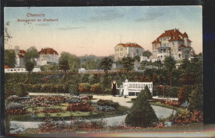 CHEMNITZ Sachsen Rosengarten im Stadtpark Kuenstlerkarte