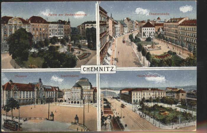 CHEMNITZ Sachsen Beckerdenkmal Theaterstrasse Museum Stadttheater Hauptbahnhof