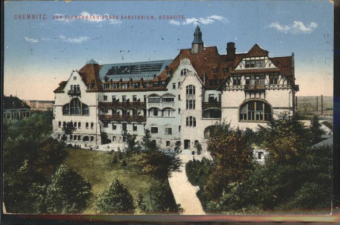 CHEMNITZ Sachsen Von Zimmermann'sches Sanatorium Suedseite Kuenstlerkarte