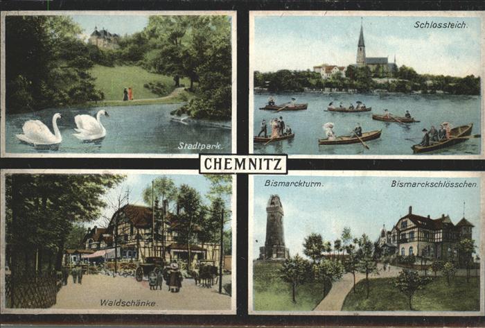 CHEMNITZ Sachsen Stadtpark Schlossteich Waldschaenke Bismarckturm Bismarckschloe